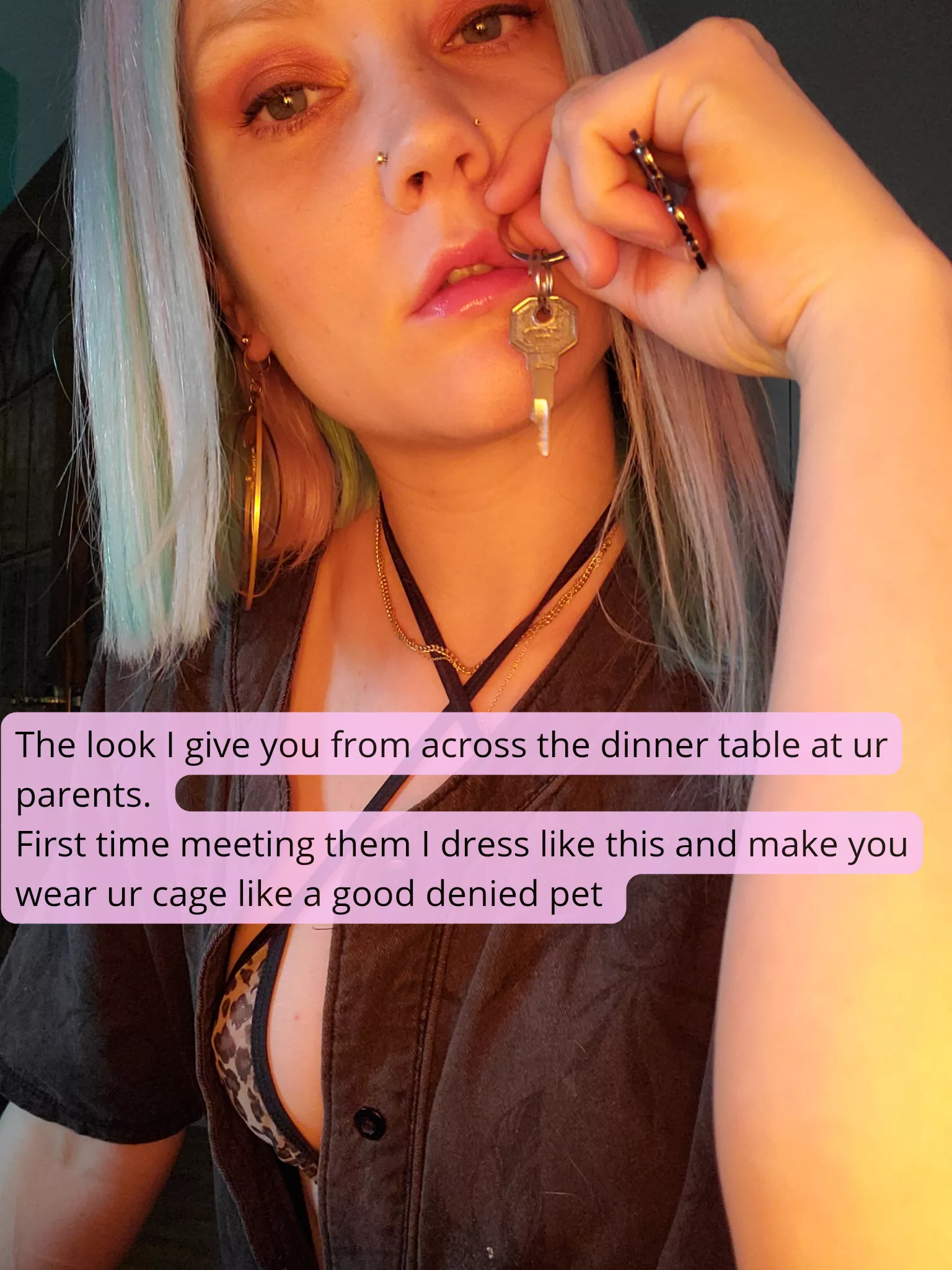Of course you have to wear your cage to dinner at your parents. posted by 4nn1x