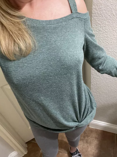 Off the shoulder casual with yoga pants. Nips got real hard at the grocery earlier (F) 45 by HotwifeCrush
