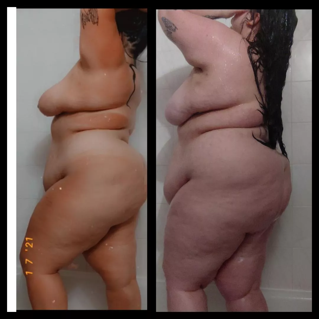 one year difference 😍 I'm getting so big 💋 posted by Geminijune97