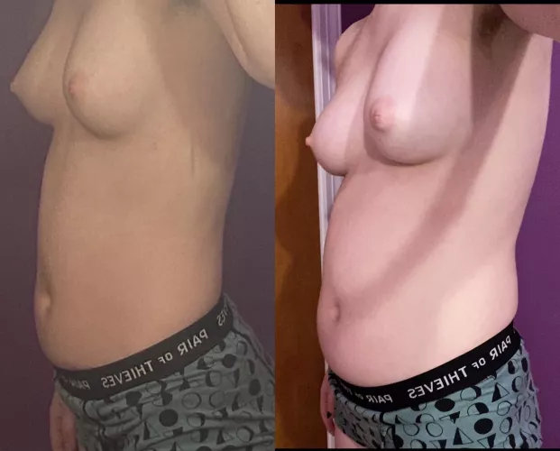 only a month and a half between these pics. u can imagine how much eating ive done..😵 by mazokizumi