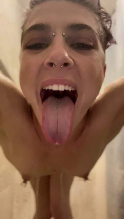 Opening wide for you while we shower together 😛😝 by randapanda423