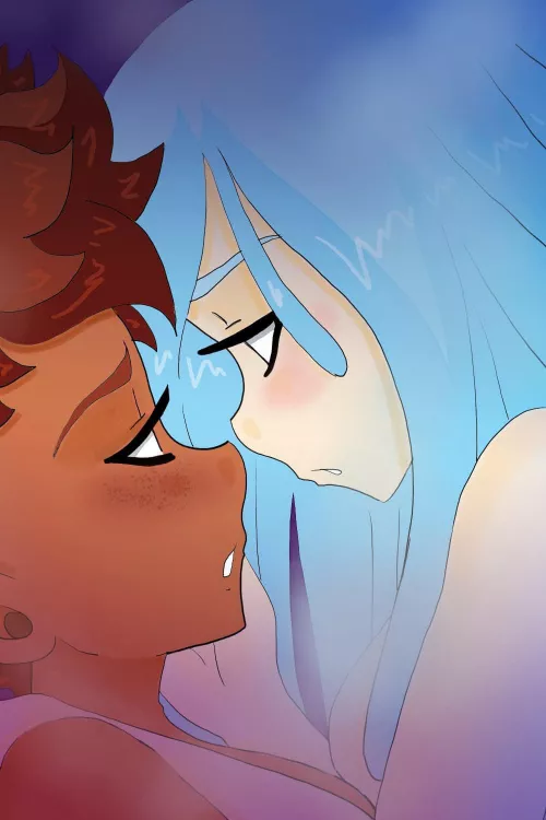 [Original] Currently working on one of my alternate covers for the upcoming Volume 4 of my yuri comic series, Our Little Universe 💖 by OneLayerGirl