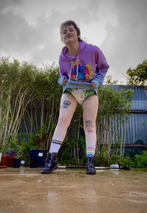 Outside rainy fun!!! No one to tell me to go inside heheh by KawaiiLittleKit