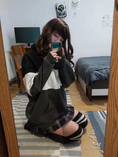 Oversized hoodie for femboy friday!! 🤍🖤 by Tom3skkk