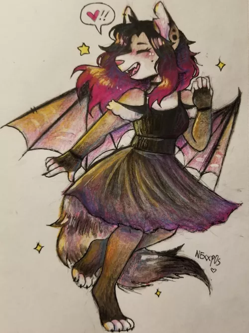 Pacco loving her new dress ♡ [OC] (paccobat) by _Comrade_Rat_