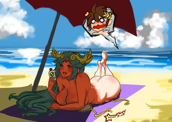 Palutena at the beach by Terran117