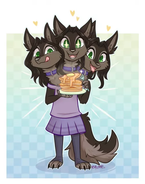 Pancakes! Recent gift commission I got to draw [art by me @kazunekomori on twitter] by kazunekomori