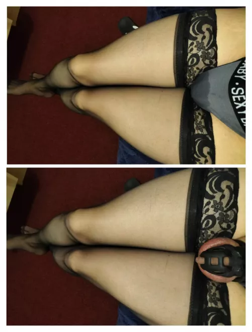 panties getting wet from my caged clitty by SissyJulieLee