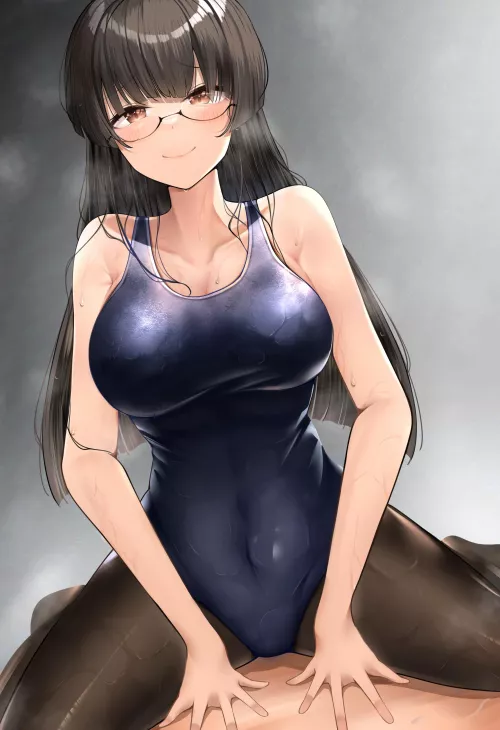 Pantyhose Under Swimsuit Glasses Girl On Top (Kaku Yone) [Original] by sequence_string