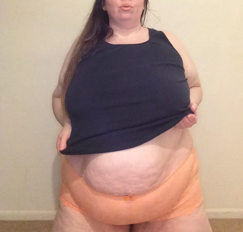 Peach Panties! A bow right on my soft tummy! posted by BabyJaneBBW