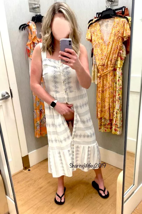 Peekaboo in the changing room today… posted by Sharingwifey2019