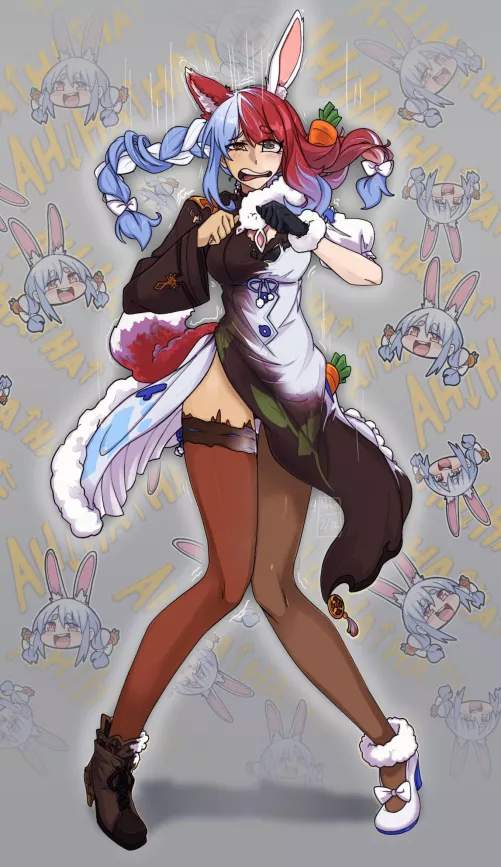 Peko Craze (Fox Girl -> Bunny Vtuber; Usada Pekora) (Hololive) by Life-fiber-change by Silvia_the_Kitsune