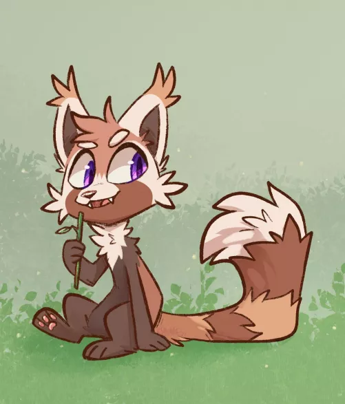 Pepper the red panda! Just a simple chibi warmup [art by me @kazunekomori on twitter] by kazunekomori
