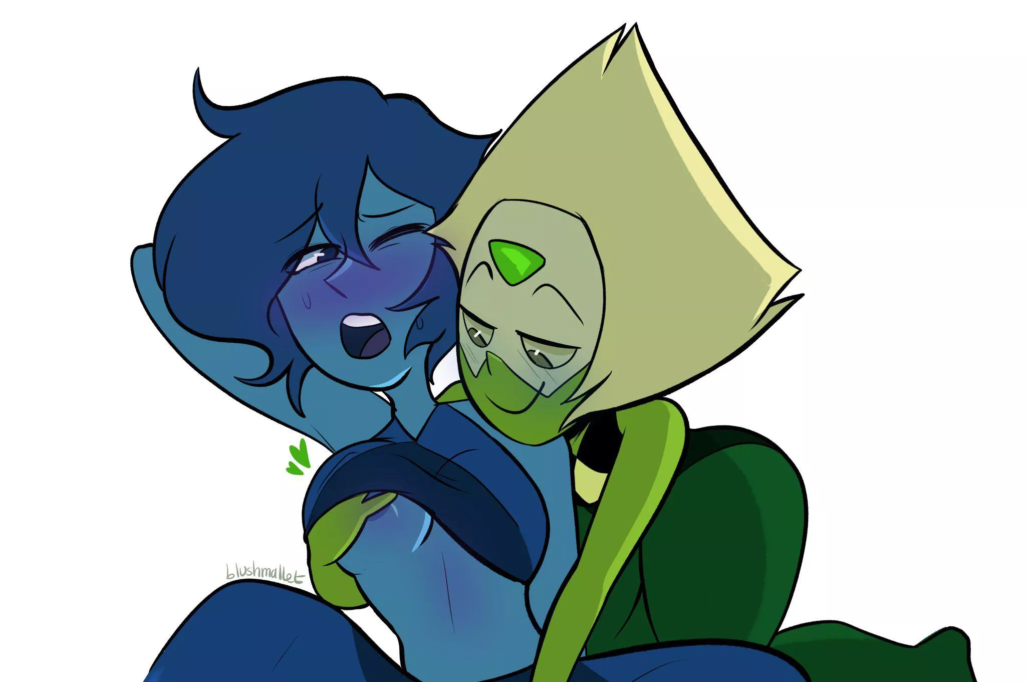 Peridot playing with Lapis (Art by Blushmallet) posted by renegade_zibit