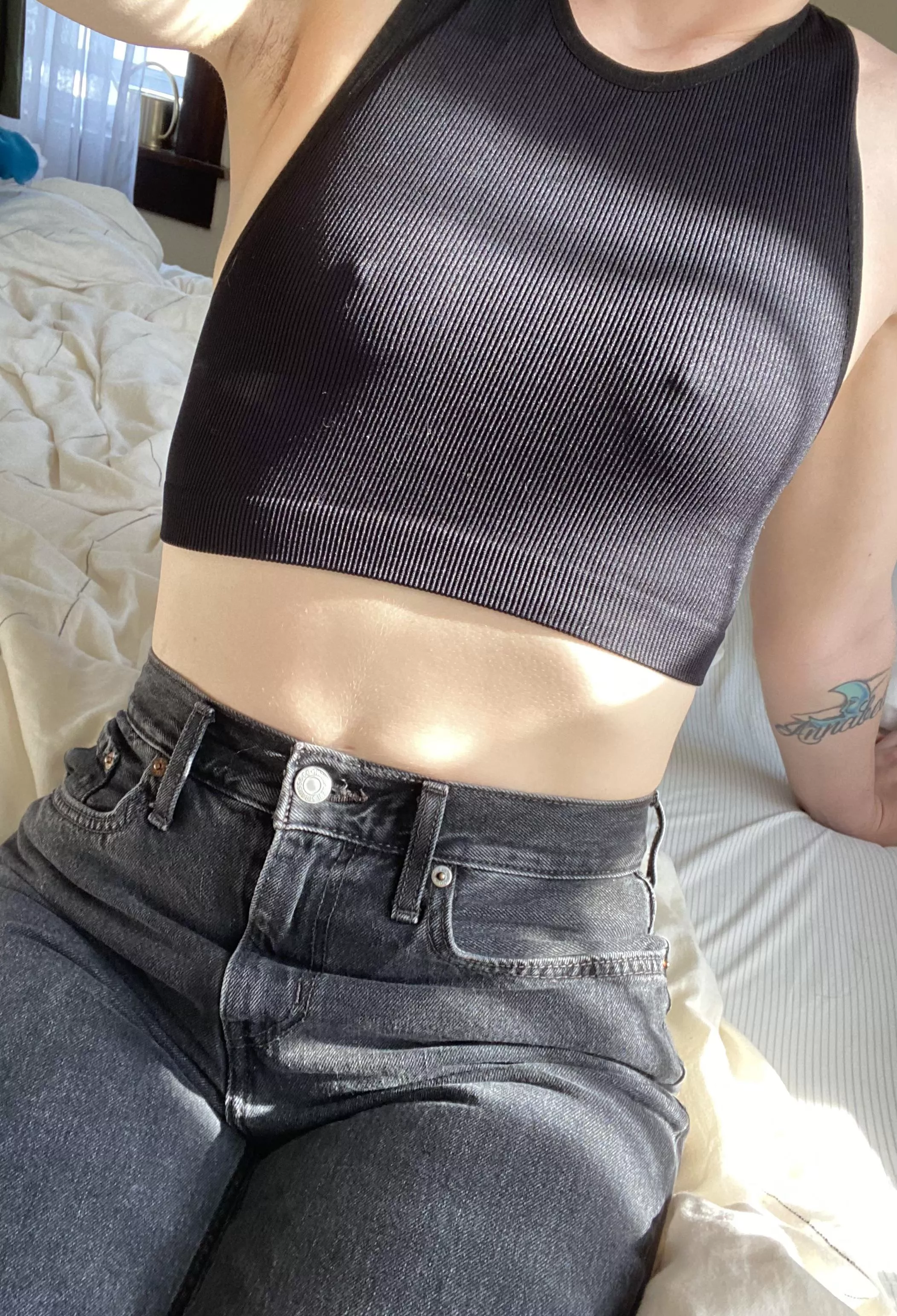 Perks of working from home, no bras ever posted by itsfall16