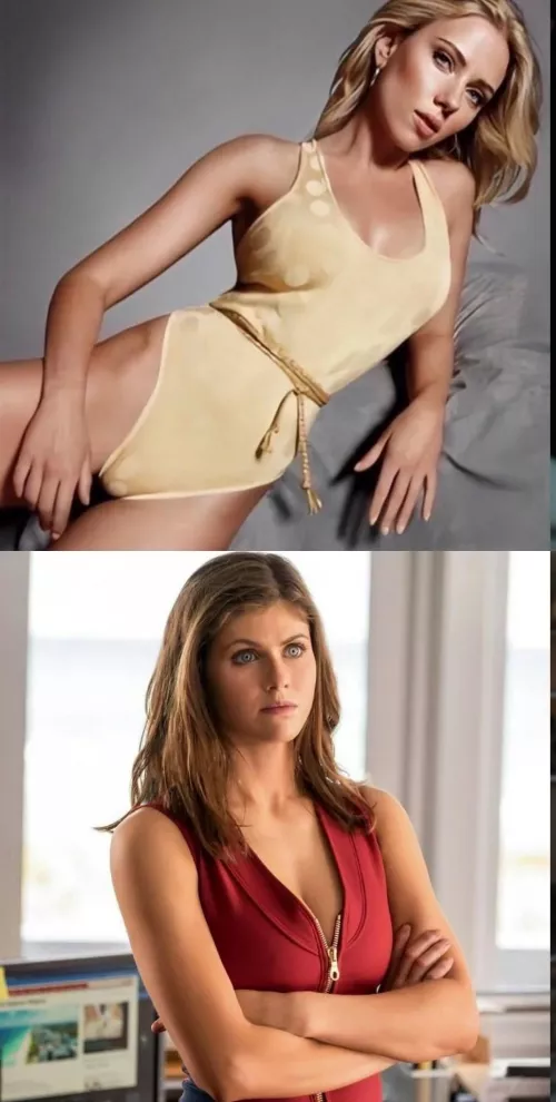Pick one to have tied up and ball gagged in your bdsm dungeon and anal fuck. Scarlett Johansson or Alexandra Daddario. Explain your choices in the comments. by Specialist-Tutor6899