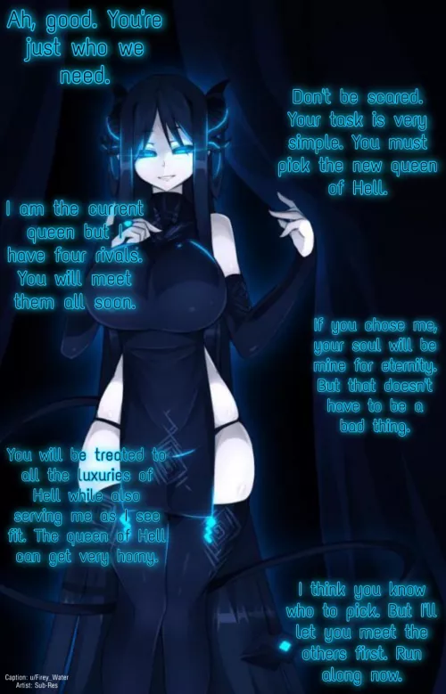 Picking the queen of Hell. (Part 1 of 5) [Femdom] [Succubus?] by Firey_Water