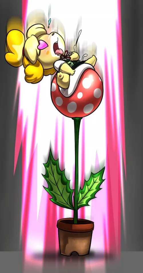 Piranha Plant *up* Smashing Isabelle by Numerous_Opposite_36