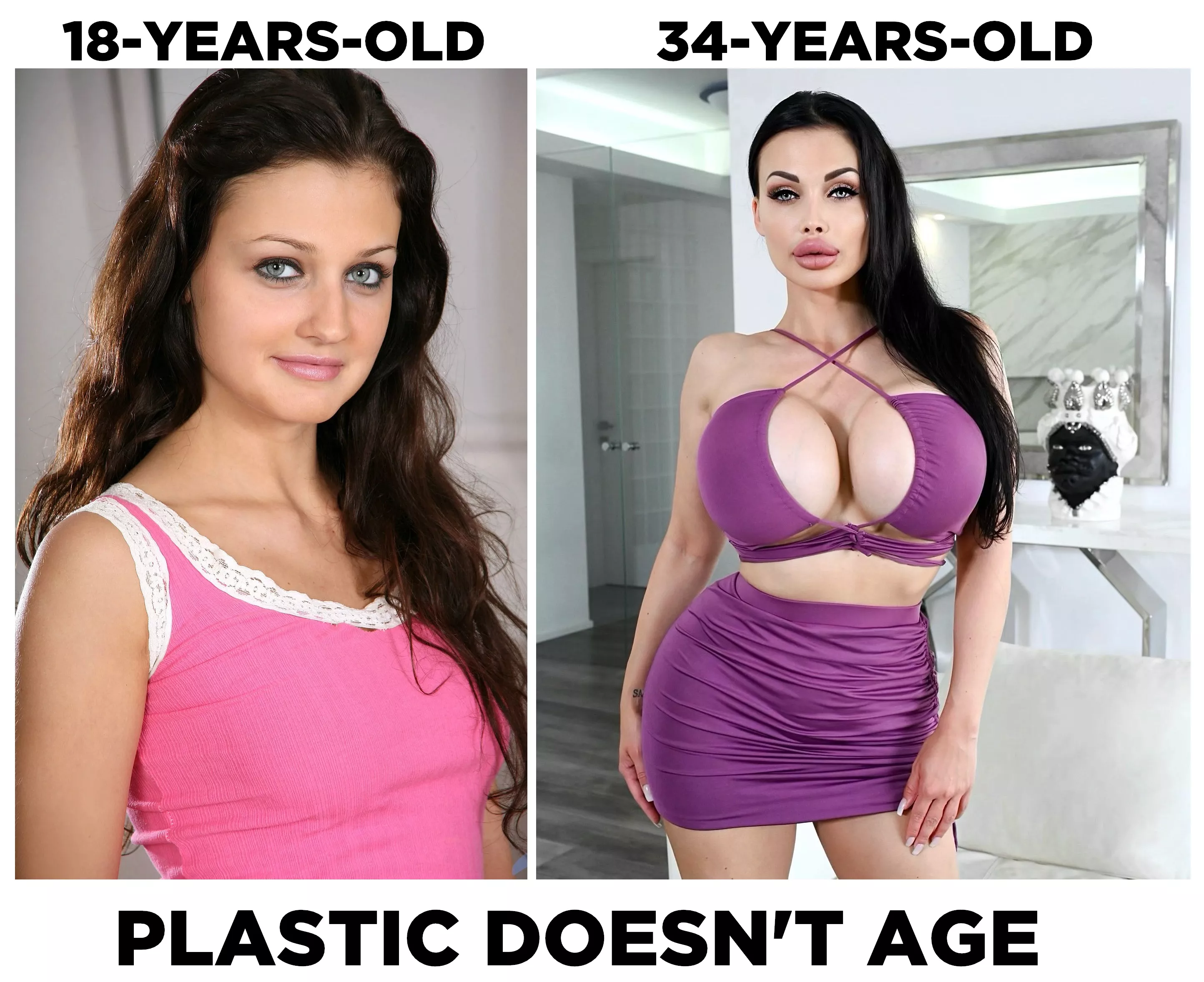 Platic doesn't age. Aletta Ocean at 18 and 34. posted by glowupfan