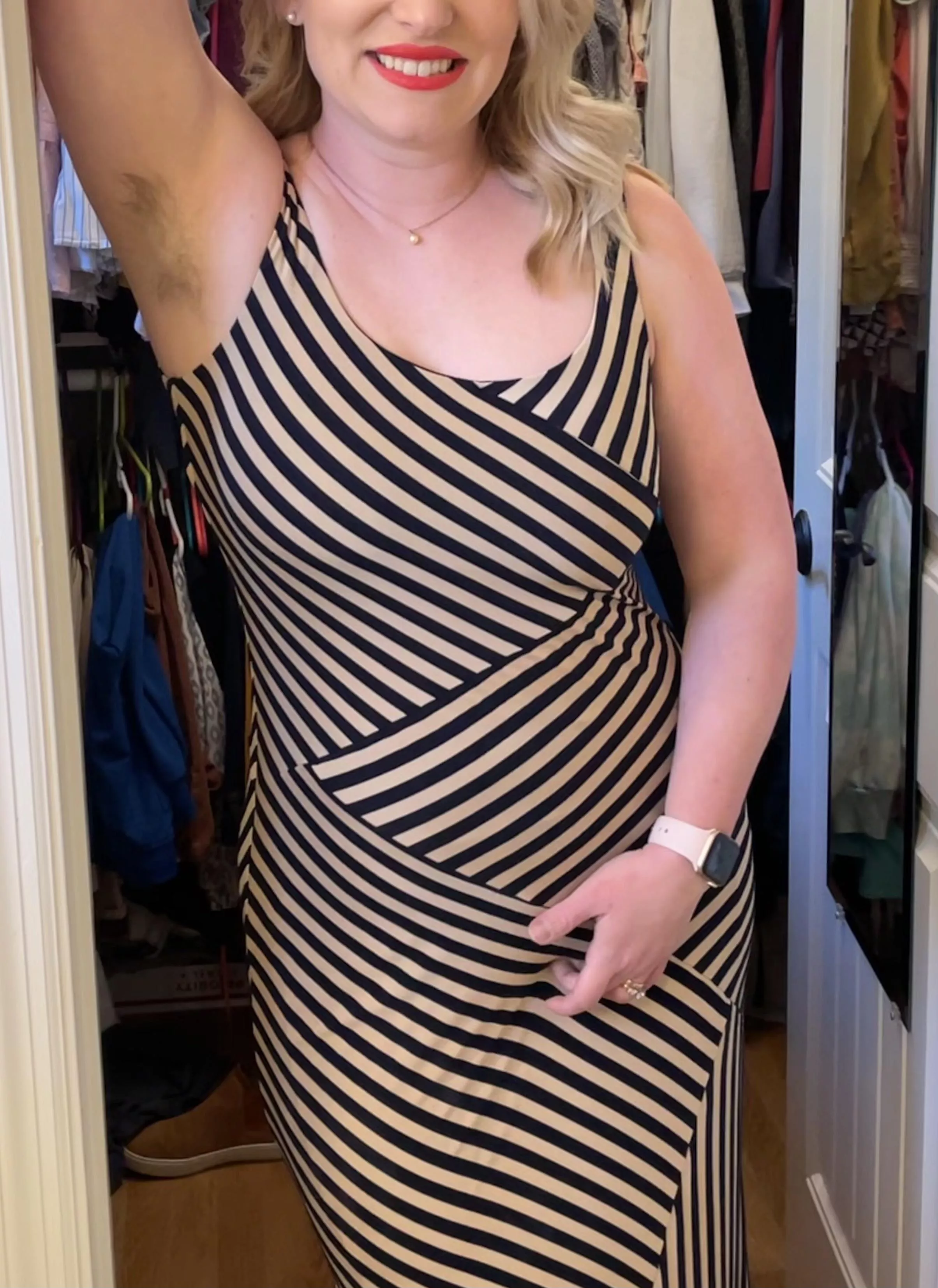 Playing a bit over the dress before going out with no panties on. Sleeveless to show off the pits!😉 posted by randyrabbit1983