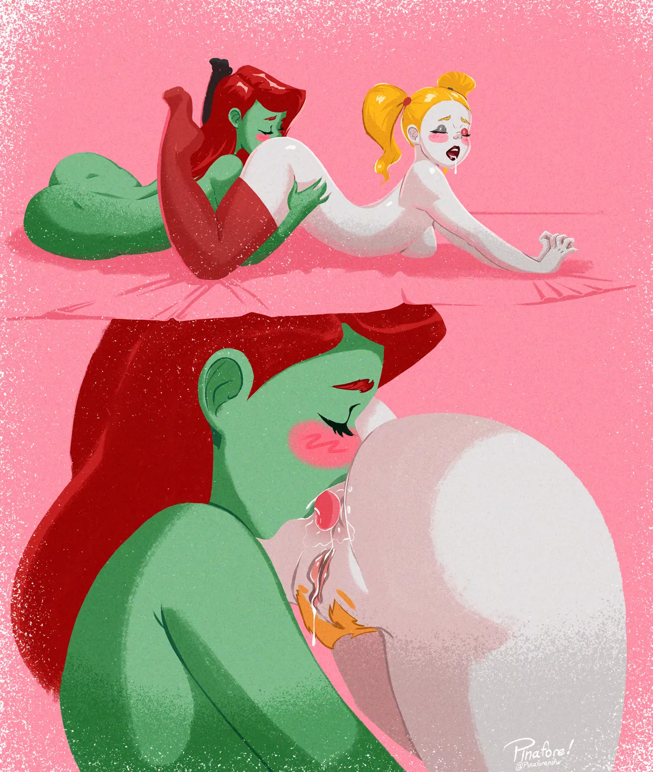 Poison Ivy, Harley Quinn - ass for breakfast (Pinafore) [DC, Batman, Harley Quinn] posted by gifsundgirls