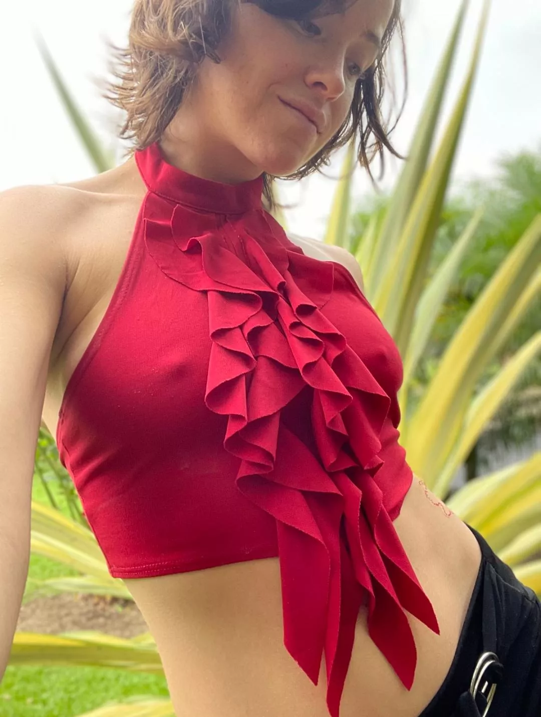 Pokies on my new red top posted by SelenaKyle94