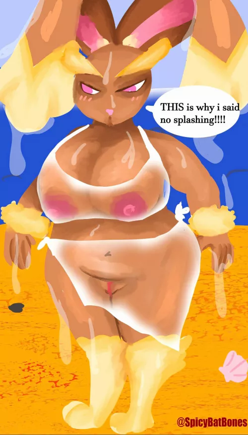 poor beach outfit choice by Lopunny (art by me/@SpicyBatBones on twitter comms open) :3 by GoatZals