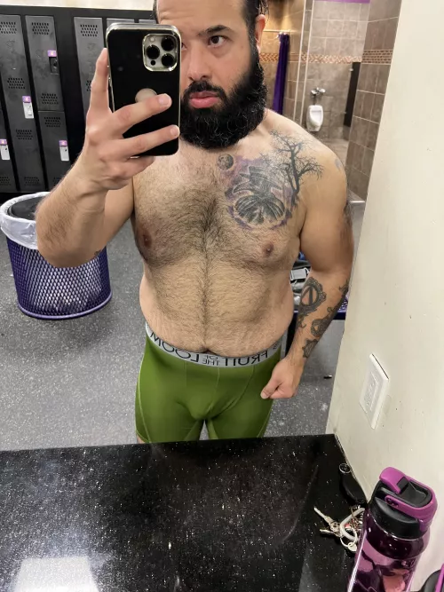 Post shower olive green boxer briefs dick print by ZaddyNineteen