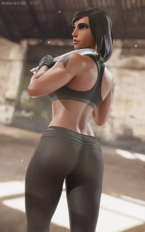 Post workout Pharah (pharah-best-girl)[Overwatch] by pharah-best-girl