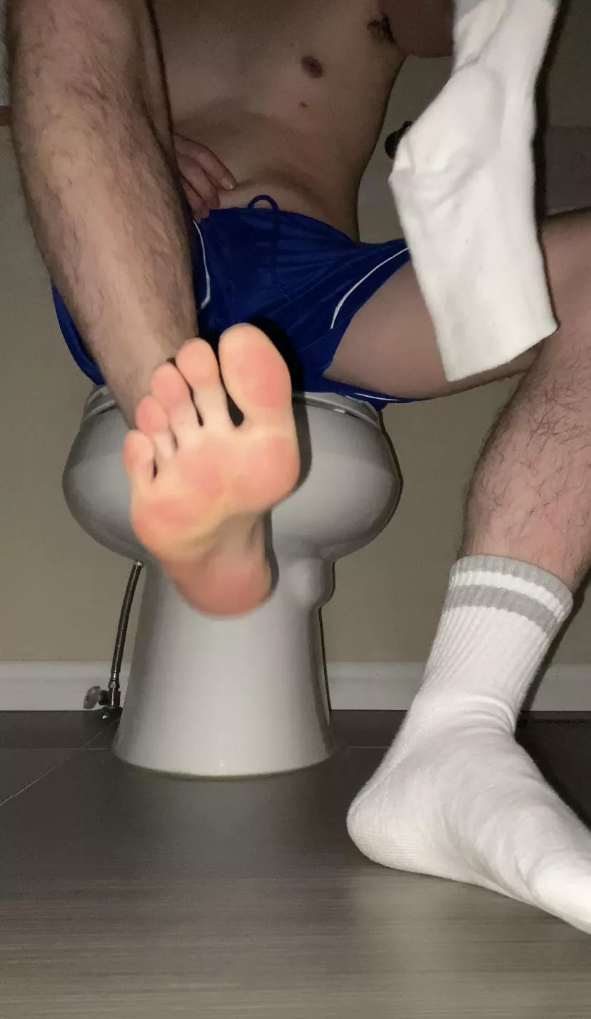 POV: you can’t decide which to sniff first, my sweaty feet or my stinky socks 😈 cashpigs HMU to worship posted by mathumidifier
