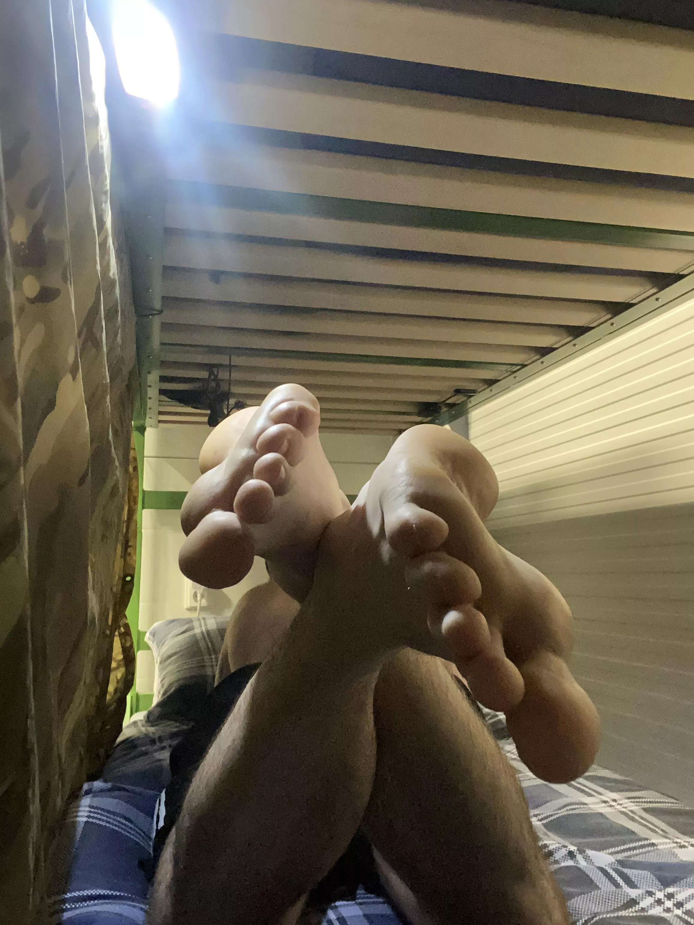 POV, your one of my room mates having a sneaky stare at my feet while I’m chilling out. posted by Armyladsfeet4u