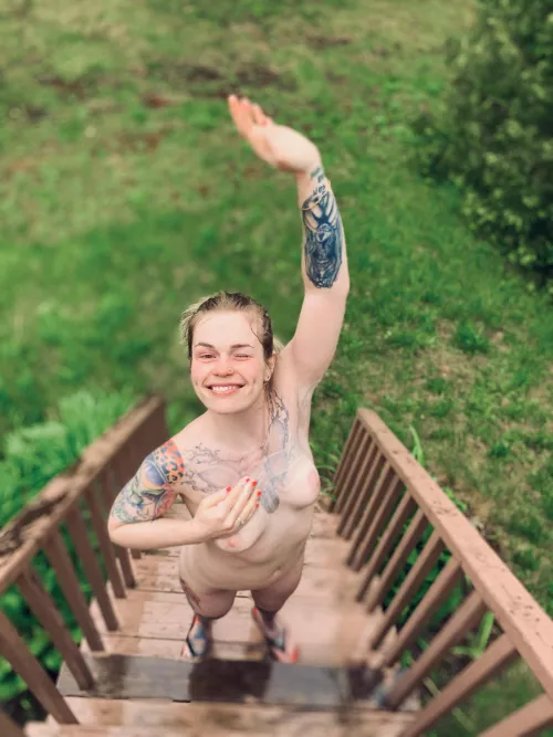 Power has been out for 2 days, makeshift outdoor shower! by myparentscallmebillz