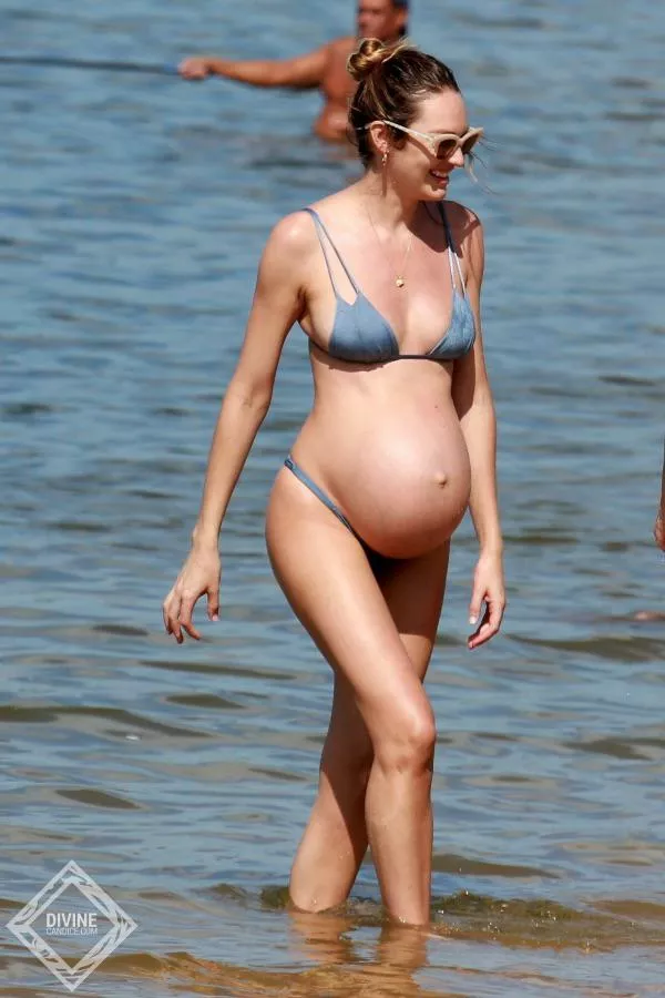 Pregnant Candice Swanepoel at the beach posted by conspiracythruther
