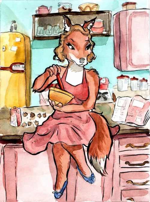 Preparing a birthday cake /art by me by vauseart_