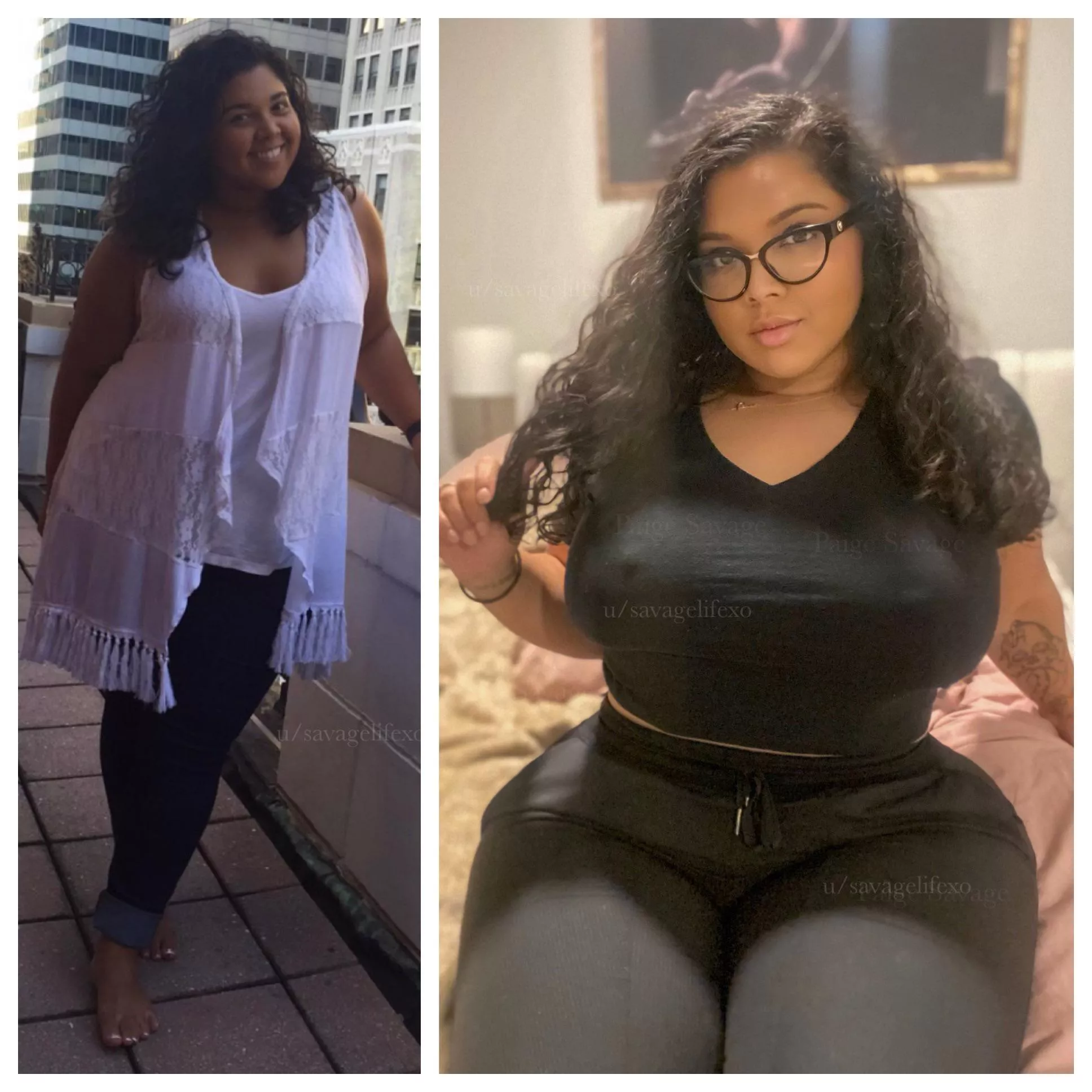 Progress is progress: from a size 24 to a size 12/14, small B cup to a F cup, a little lip filler & contouring. The hips, ass and thighs are natural though. Still have a ways to go though. posted by savagelifexo