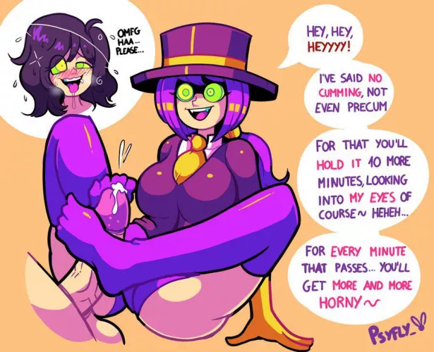 (@PsyFly_ )Regan does orgasm control (Original Characters) (Footjob) by Konradleijon