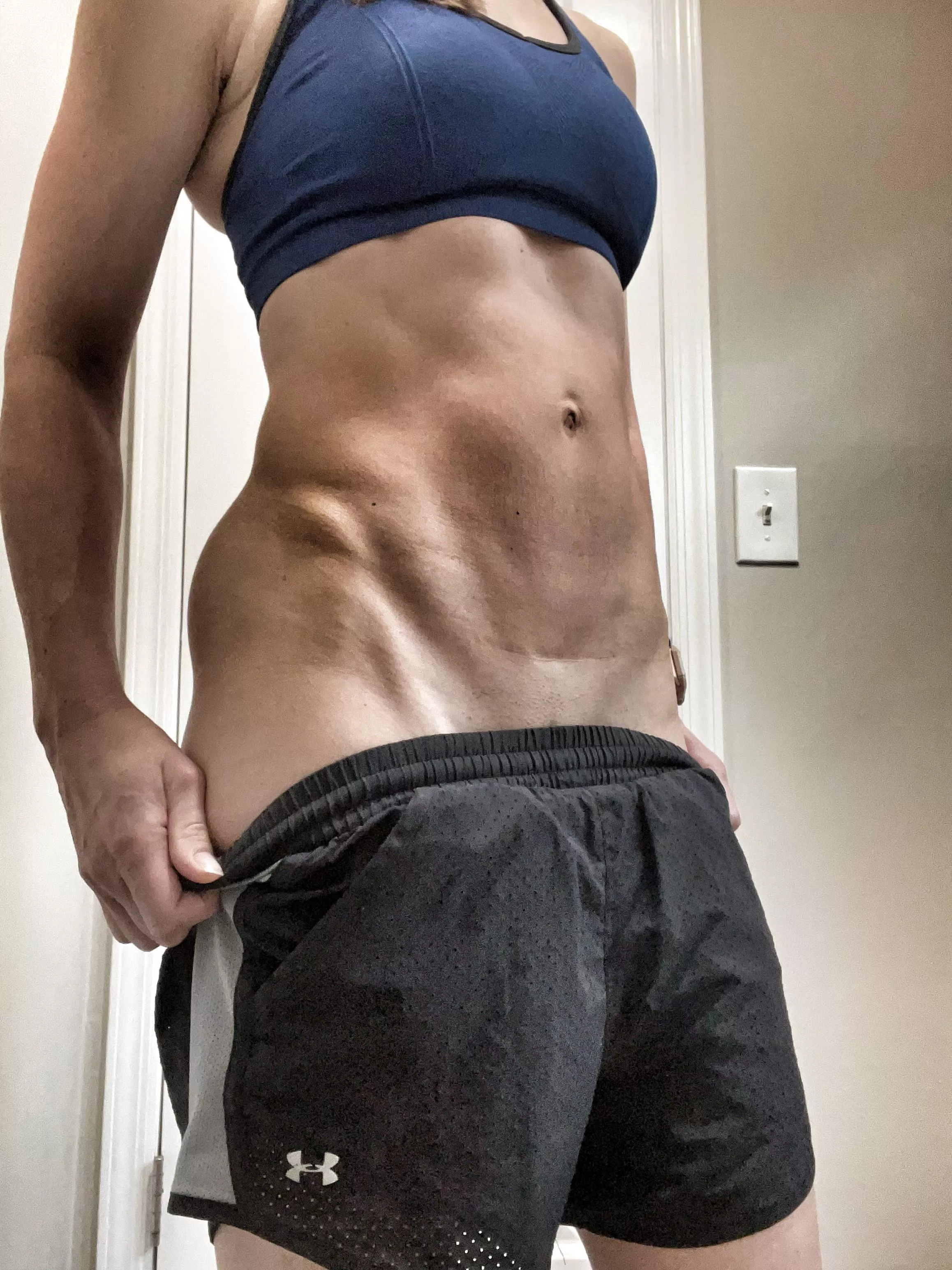 Pulling my shorts down [image] posted by HotFitWife