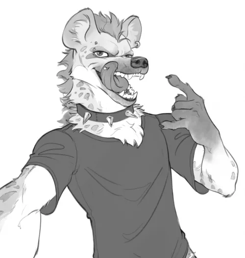 Punk hyena dude in progress by gabrielkblo