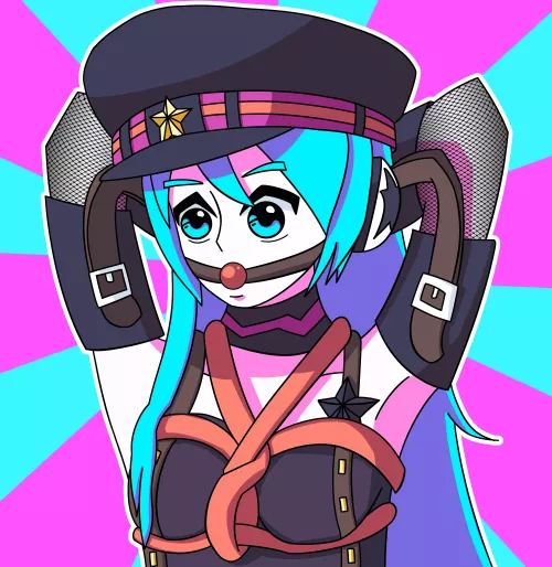 Punk Miku Tied and Gagged by JitterGlitch