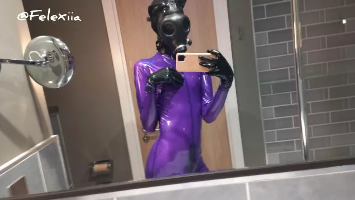 purple rubber kitty with gas mask 🥰 posted by Felexiia