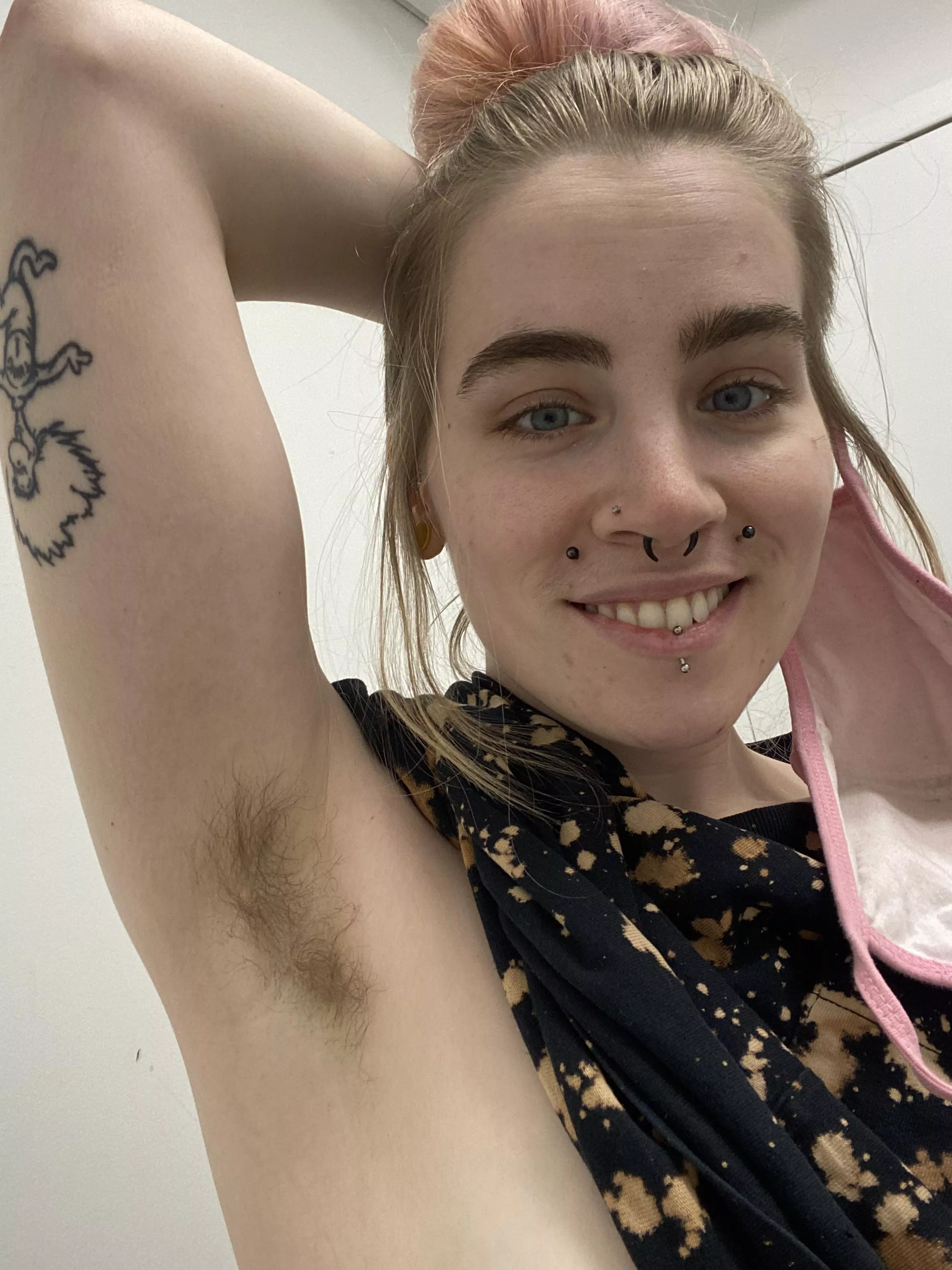 Quick hairy pit pic at work for you fiends ;) posted by imsmokingweedrn