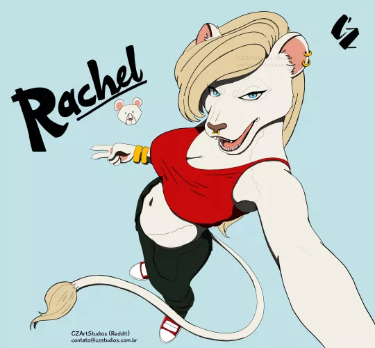 Rachel - A stylish albino lioness - She is best friends with Rebecca (previously posted) and dreams of being a fashion designer by CzArtStudios