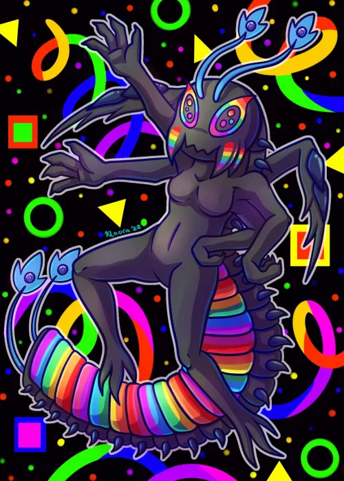 Rainbow Centipede!! Art by @KlaoraKirin on Twitter! by TheLinkgirl