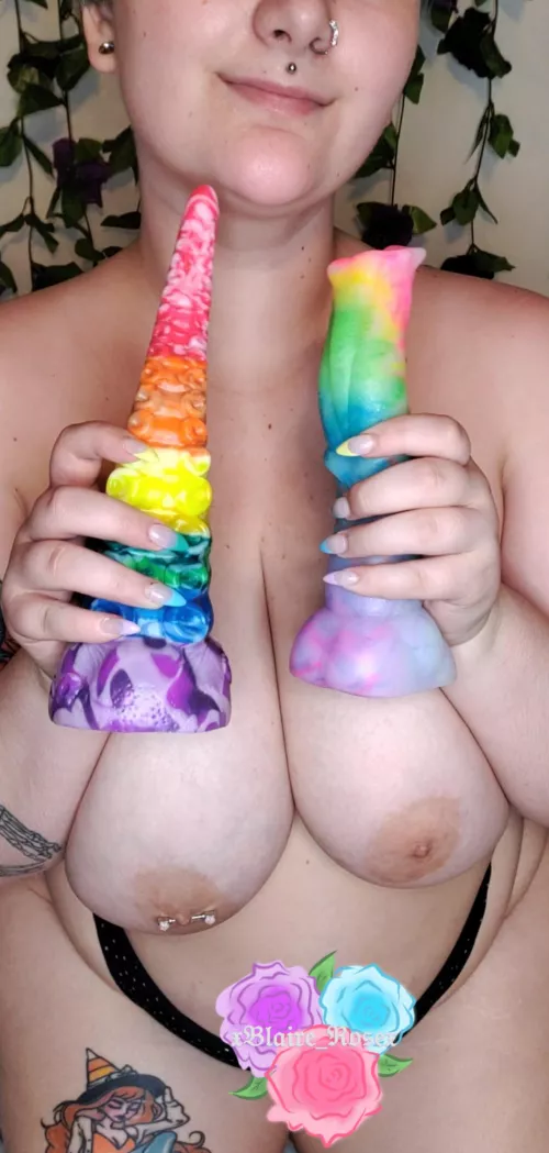 Rainbow nails? Check! Rainbow monster cocks? Double check! by xBlaire_Rosex