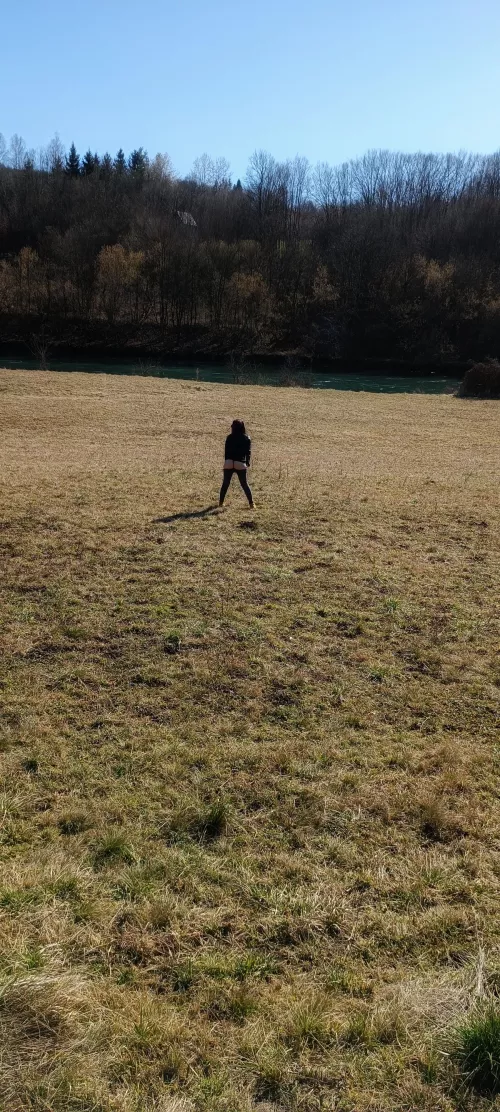 Ran from the car to the middle of the field to flash my ass. by emily_glass909