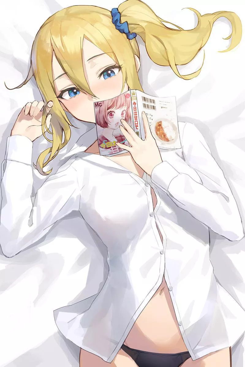 Reading manga after a long day posted by maybeharu