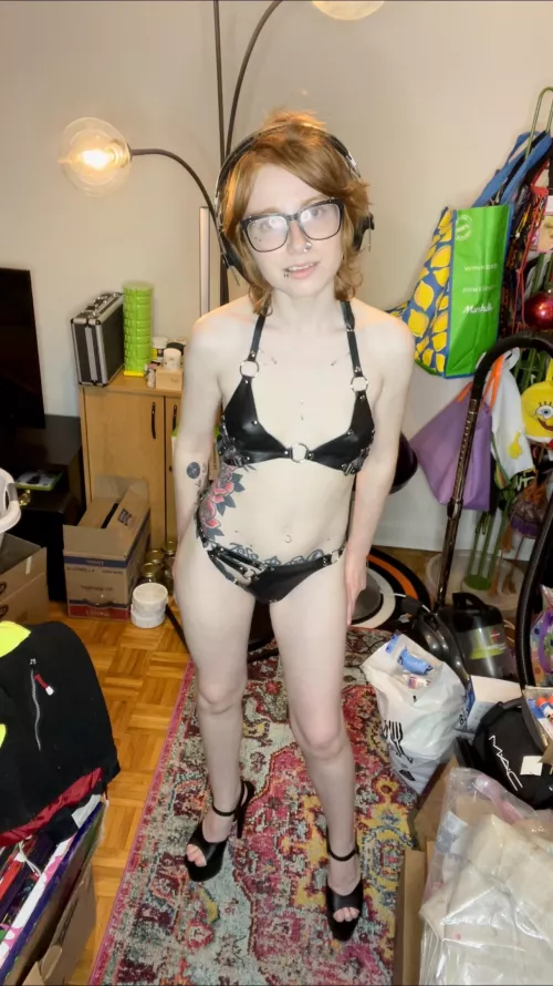 Real leather crotchless bikini. by HotPants141