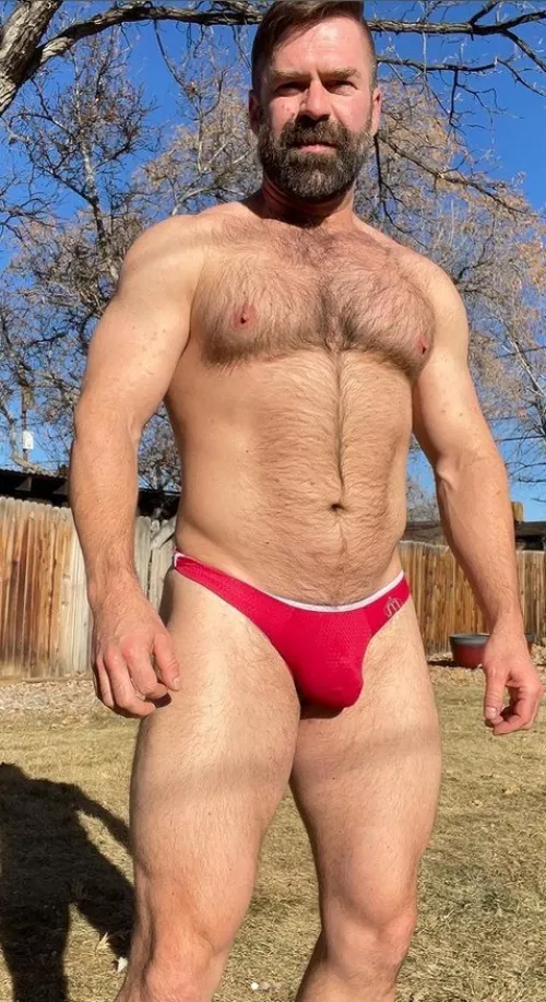 red briefs in the back yard by peludoporfavor