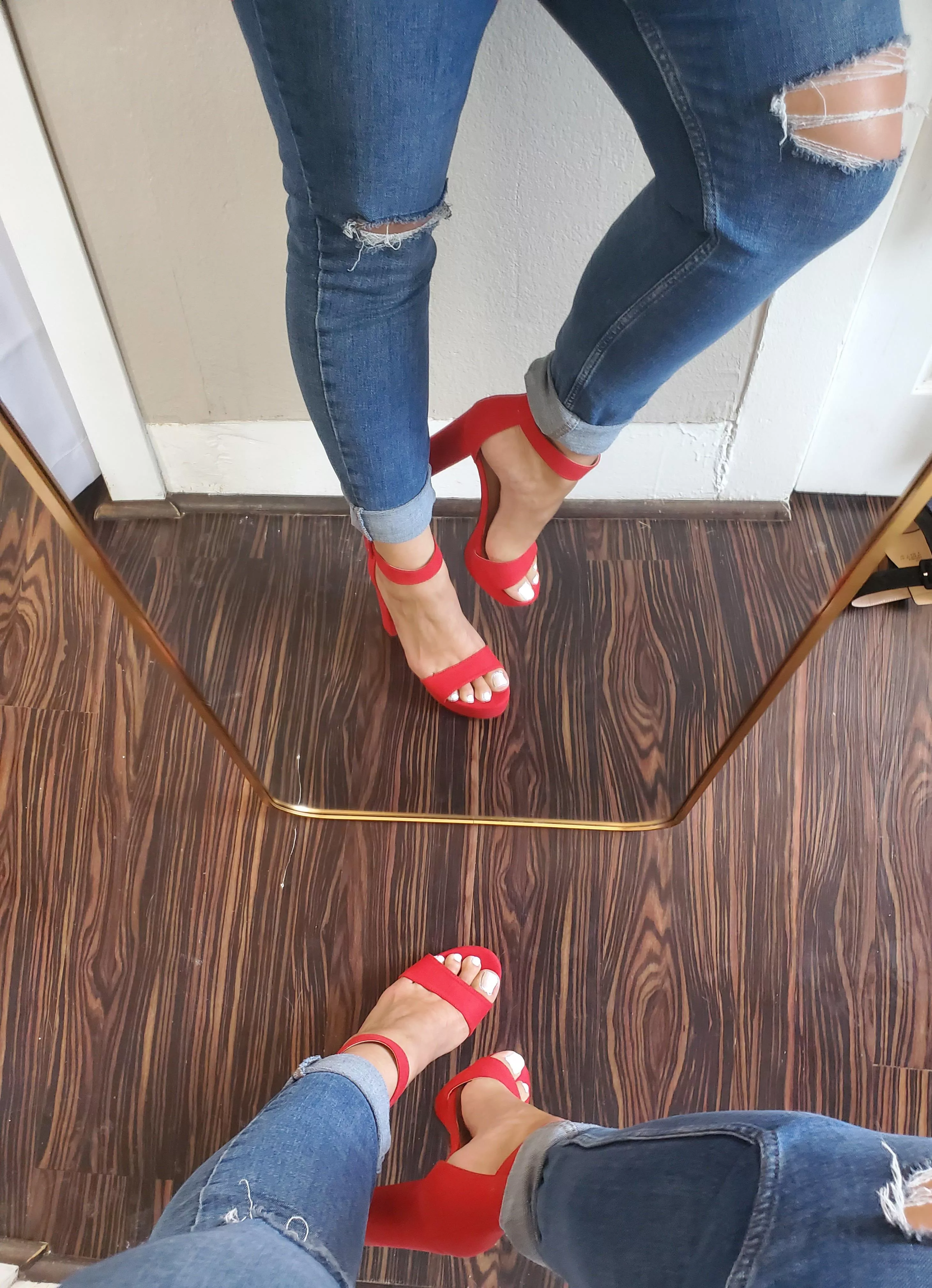 red heels...do we like? posted by jessicaleighfeet