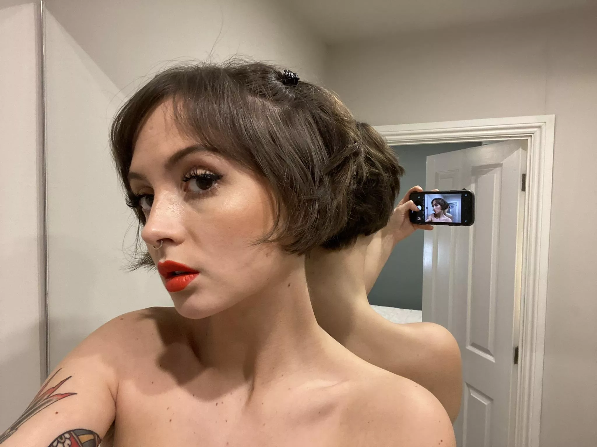 Red lipstick and winged liner 😇 posted by daisydares